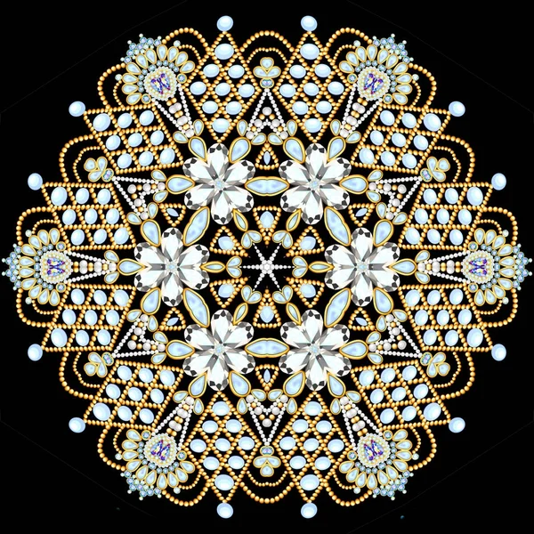 Mandala brosch smycken, designelement. Geometriskt årgångsnamn — Stockfoto