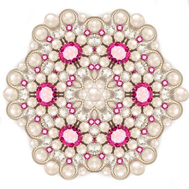 Mandala Broş takı, tasarım öğesi. inci vintage süs