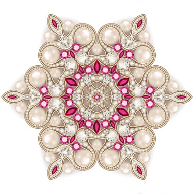 Mandala Broş takı, tasarım öğesi. inci vintage süs