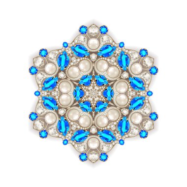 Mandala broş mücevherleri, tasarım elementi. Geometrik vintage ornam