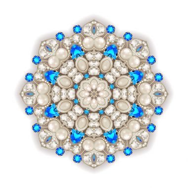 Mandala broş mücevherleri, tasarım elementi. Geometrik vintage ornam