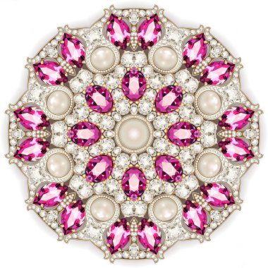 Mandala broş mücevherleri, tasarım elementi. Geometrik vintage ornam