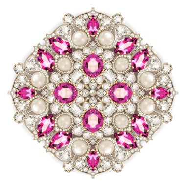 Mandala broş mücevherleri, tasarım elementi. Geometrik vintage ornam