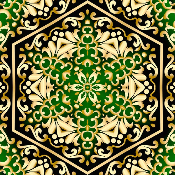골드 패턴와 검은 녹색 배경 — 스톡 사진