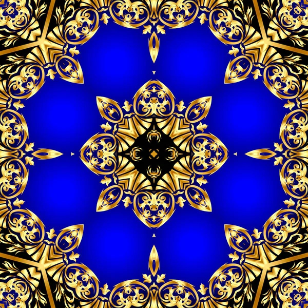 Sfondo blu con oro (en) ornamento — Foto Stock