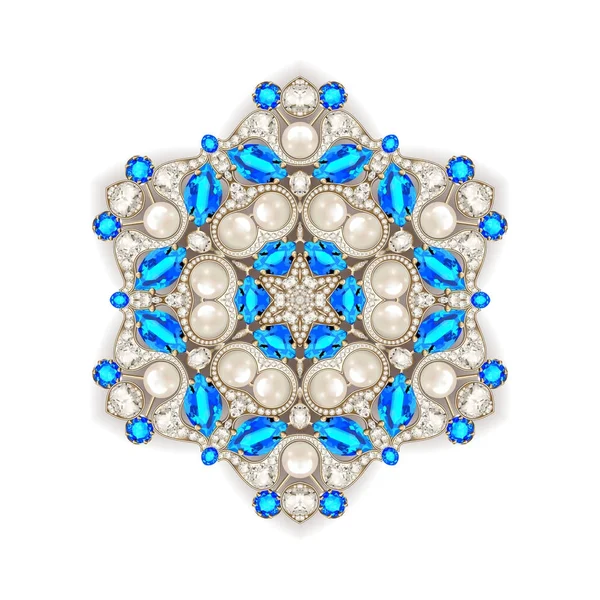 Schmuck aus Mandala-Brosche, Designelement. Geometrisches Vintage-Ornam — Stockfoto