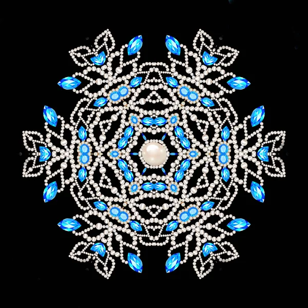 만다라 브 로치 보석, 디자인 요소입니다. 부족 민족 꽃 팻 — 스톡 사진