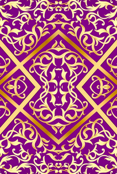 Background with gold(en) ornament and violet band — Stock Photo, Image