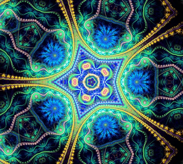 Ilustração fractal de fundo brilhante com ornam de renda floral — Fotografia de Stock