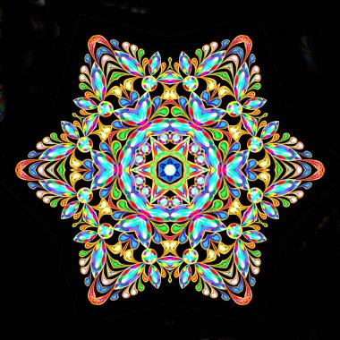 Mandala broş mücevherleri, tasarım elementi. Geometrik vintage ornam