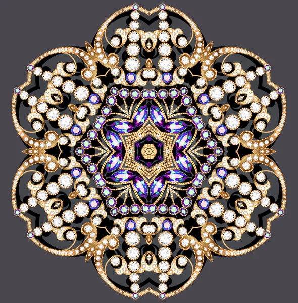 Spilla Mandala gioiello, elemento di design. Ornamento geometrico vintage — Foto Stock