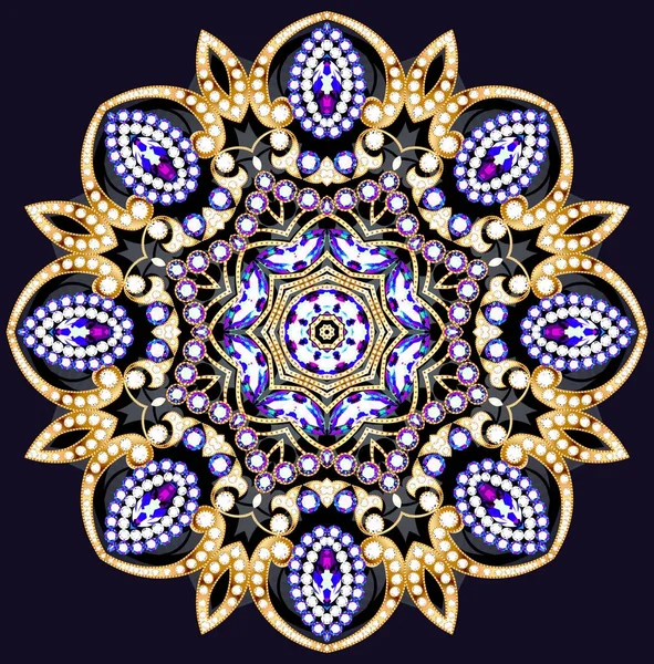 Mandala brosch smycken, designelement. Geometriskt årgångsnamn — Stockfoto