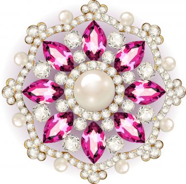 Mandala broş mücevherleri, tasarım elementi. Geometrik vintage ornam