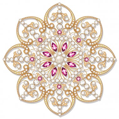 Mandala broş mücevherleri, tasarım elementi. Geometrik vintage ornam