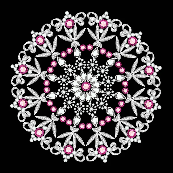 Bijuterii Mandala broșă, element de design. Ornam geometric vintage — Vector de stoc