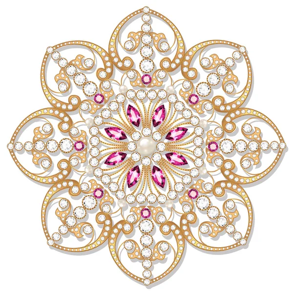 Mandala broş mücevherleri, tasarım elementi. Geometrik vintage ornam