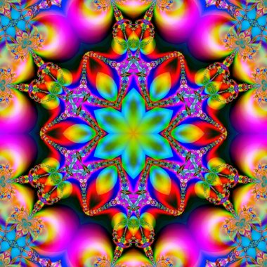 Renkli fraktal çiçek desenli