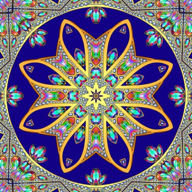 oryantal arka plan deseni altın ve değerli taşlar ile