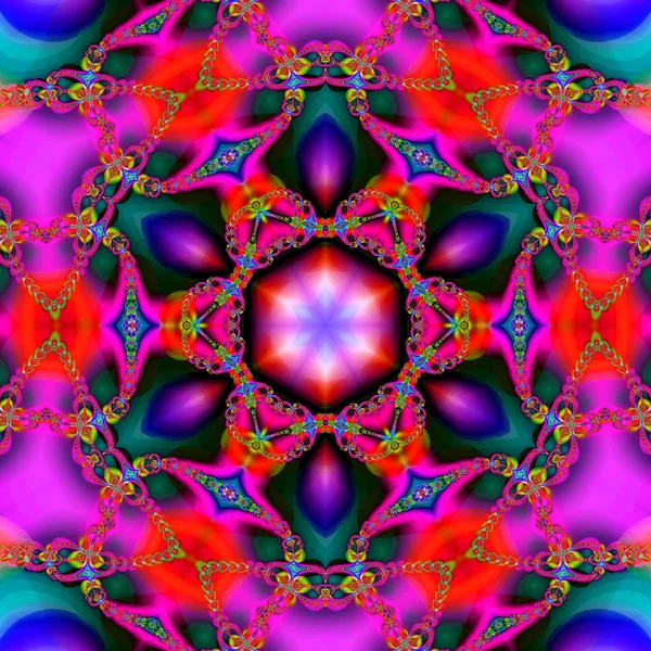 Patrón floral fractal colorido — Foto de Stock