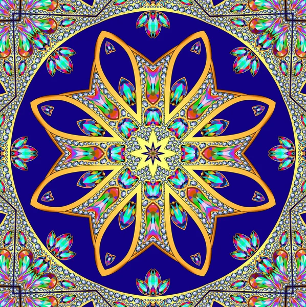 oryantal arka plan deseni altın ve değerli taşlar ile