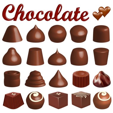 Beyaz bir backgrou üzerinde farklı tatlılar yelpazesine çizimler