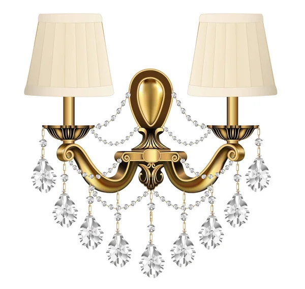 Illustratie lamp, schans bronzen vintage met kristal hangers o — Stockvector