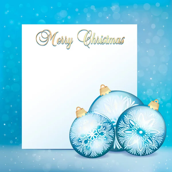 Stock Illustration Christmas greeting card with balls and a piec — Stock Vector