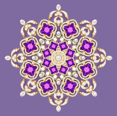 Mandala Broş takı, tasarım öğesi. Kabile etnik çiçek pat