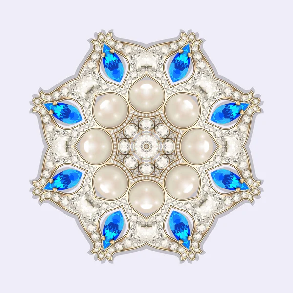 Mandala brooch jewelry, design element. Tribal ethnic floral pat — Stock Photo, Image