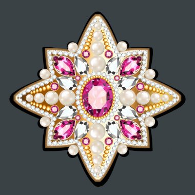 Mandala broş mücevherleri, tasarım elementi. Geometrik vintage ornam