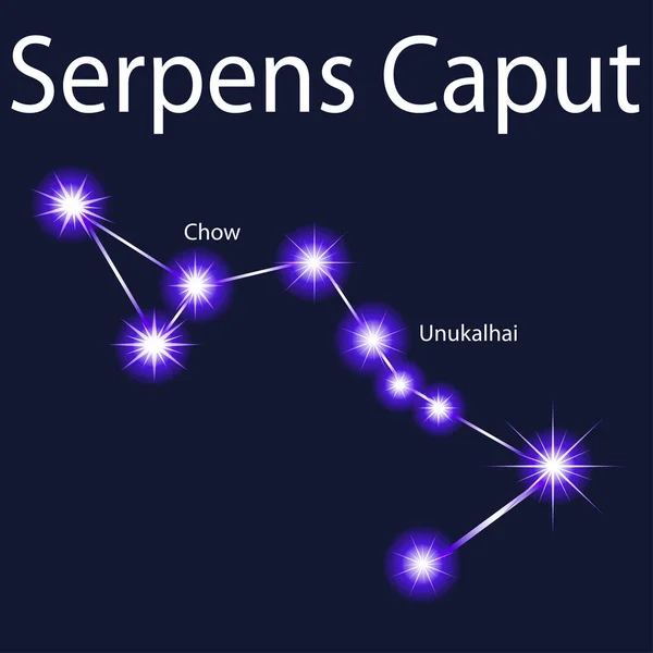 Illustrazione costellazione Serpens Caput con stelle Unukalhai , — Vettoriale Stock