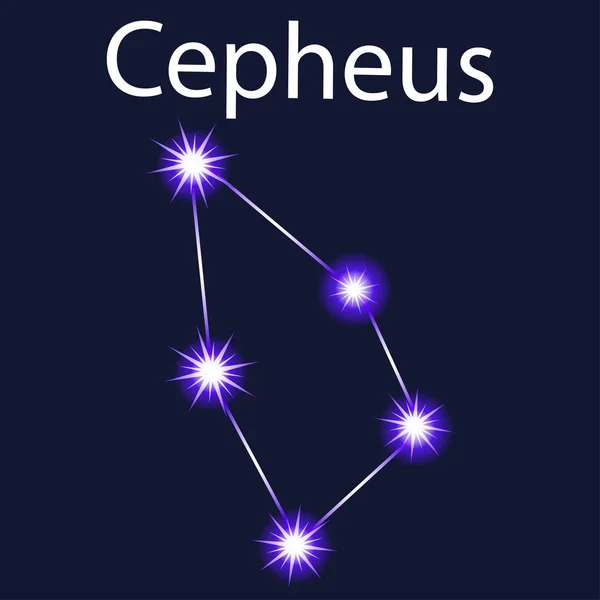 Иллюстрационное созвездие Цефея со звездами в ночном небе — стоковый вектор