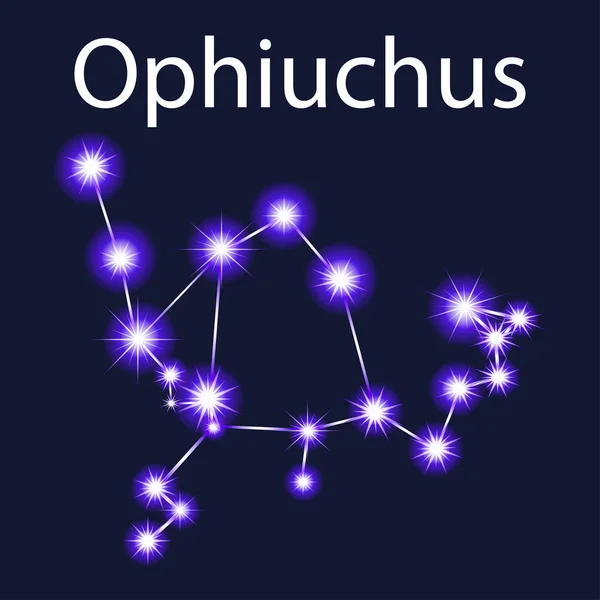 Ilustrace souhvězdí Hadonoše s hvězdami v noci s — Stockový vektor
