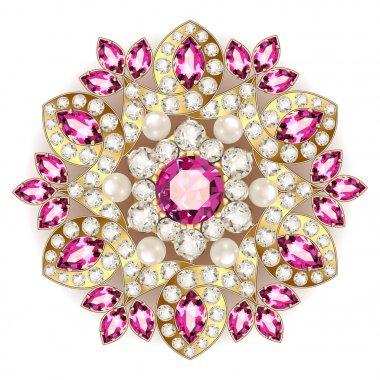 Mandala broş mücevherleri, tasarım elementi. Geometrik vintage ornam