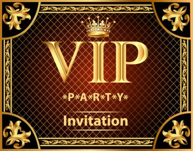 VIP parti altınları için resim tasarımı davetiyeleri