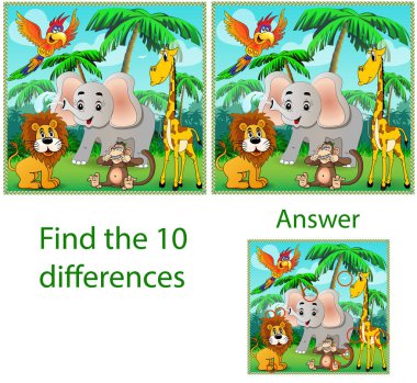 Çocuk resimde görsel puzzle: ile 10 fark bul