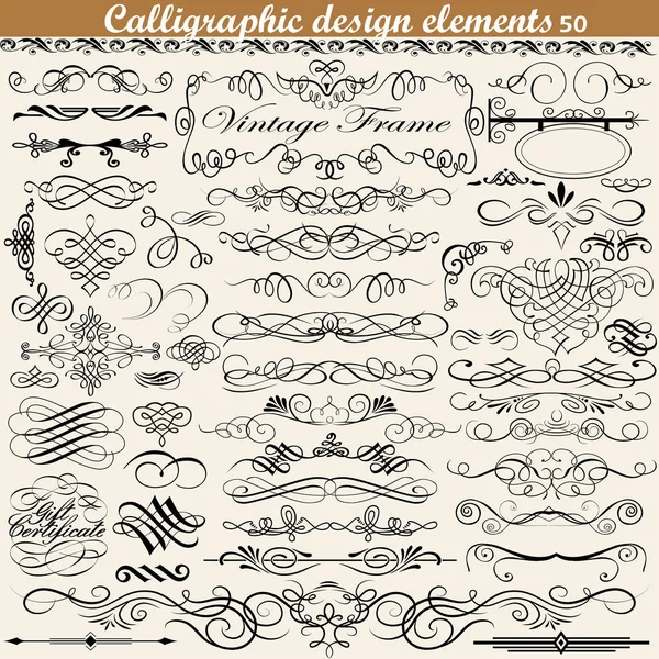 Illustration set of vintage calligraphic design elements — Stock Vector