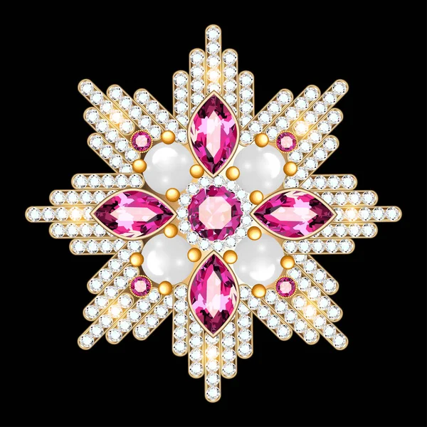Broche Mandala bijoux, élément design. Ornam vintage géométrique — Image vectorielle