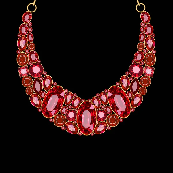 Illustration Collier Rouge Bijoux Avec Rubis — Image vectorielle