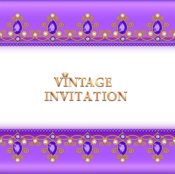 Illustratie Vintage Achtergrond Elegante Antiek Victoriaanse Goudkleurige Ornament Barok Frame — Stockvector