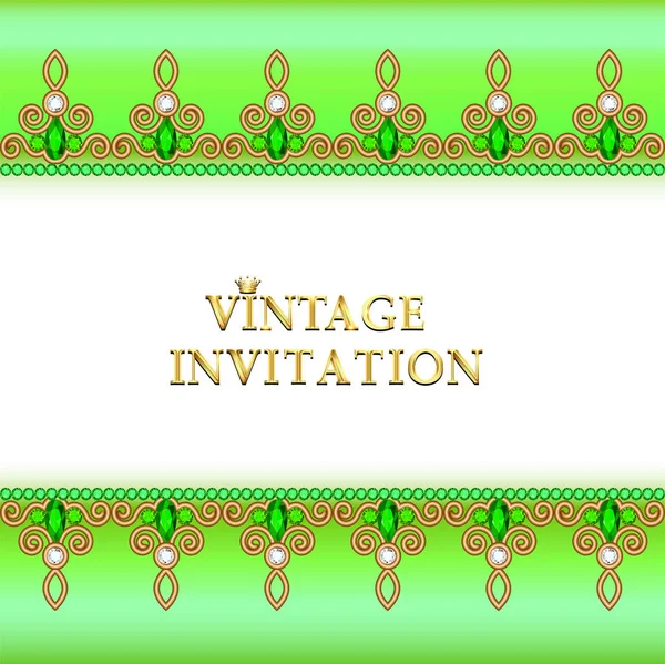 Illustration Vintage Hintergrund Elegante Antiquitäten Viktorianisches Goldschmuck Barockrahmen Schöne Einladung — Stockvektor