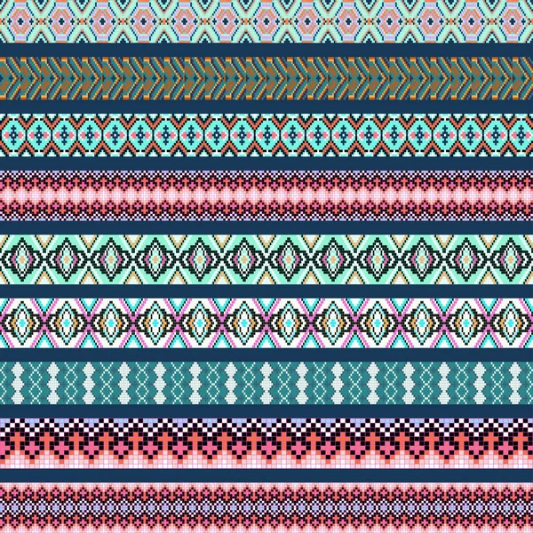 插图集的观赏编织的彩色几何装饰条 — 图库矢量图片