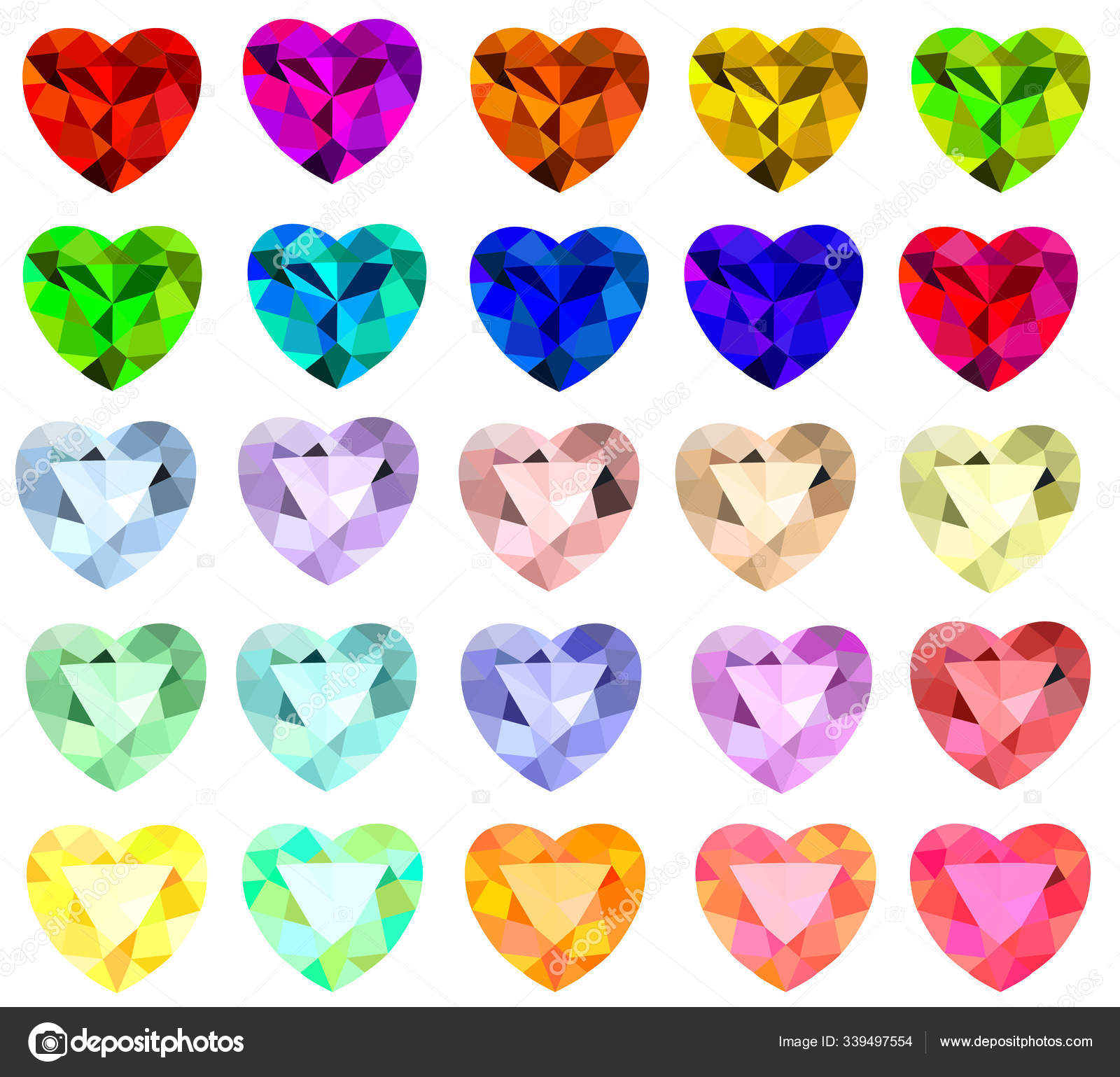 Colored Heart Cut Gems