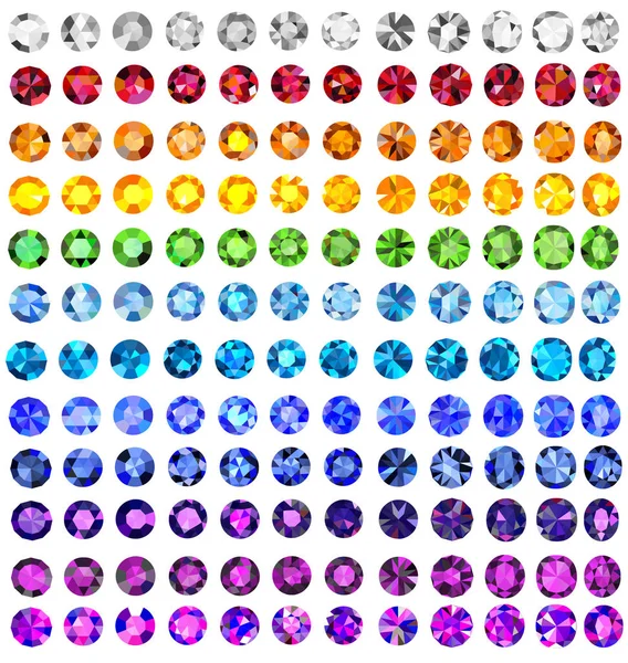 Juego Ilustraciones Piedras Preciosas Diferentes Cortes Colores — Vector de stock