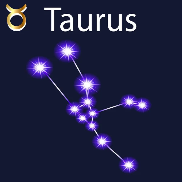 Gece Gökyüzünde Yıldızlı Taurus Takımyıldızı — Stok Vektör