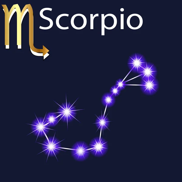 Illustrazione Costellazione Scorpione Con Stelle Nel Cielo Notturno — Vettoriale Stock