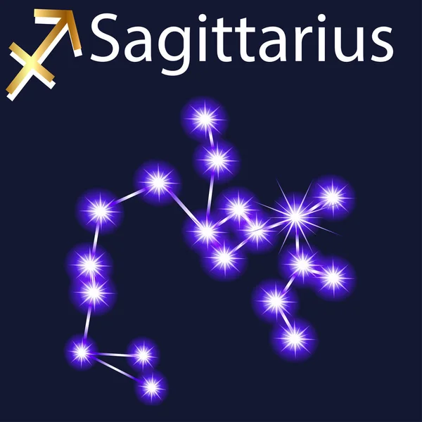 Illustrazione Costellazione Sagittario Con Stelle Nel Cielo Notturno — Vettoriale Stock