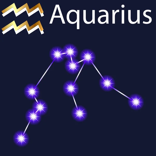 Illustration Constellation Aquarius Stars Night Sky — Stock Vector