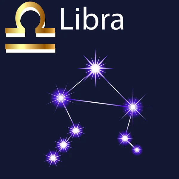 Constelação Ilustrações Libra Com Estrelas Céu Noturno —  Vetores de Stock