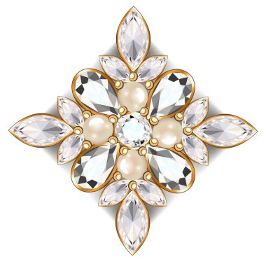 Broş takılar, tasarım elementleri. Değerli taşları olan kabile etnik modeli. Geometrik vintage süslemeli arkaplan.